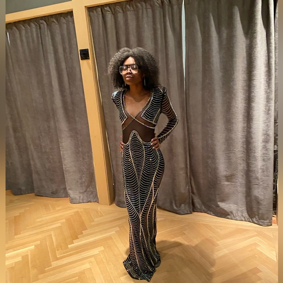 Banjul rhinestone mesh mermaid maxi dress - Picture 9 of 11